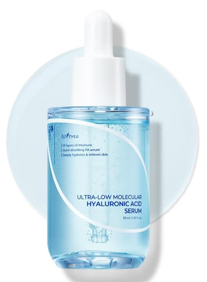 ISNTREE : Ultra-low Molecular Hyaluronic acid Serum 50ml 1.69 fl.oz. | Quick absorbing Hyaluronic acid serum | Deeply hydrates and smoothens the skin