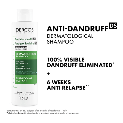 Vichy Dercos Anti Dandruff Shampoo for Normal to Oily Hair - 390ml