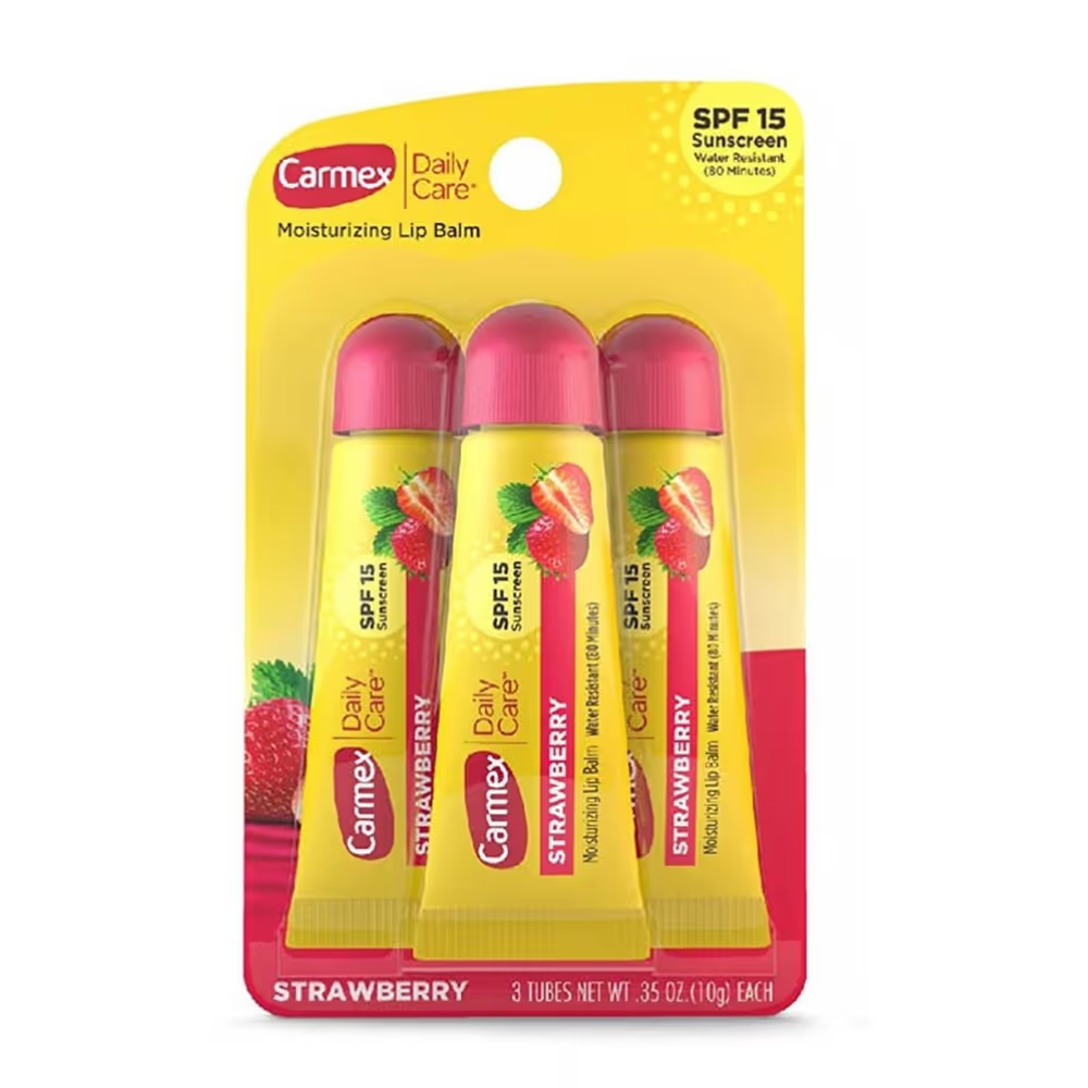 Carmex Strawberry Lip Balm Medicated - 3 Pieces
