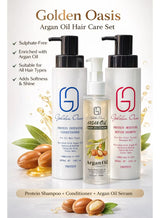Golden Oasis Argan Oil Hair Care Collection for Daily Use after Protein and Keratin - Shampoo 400ml and Conditioner