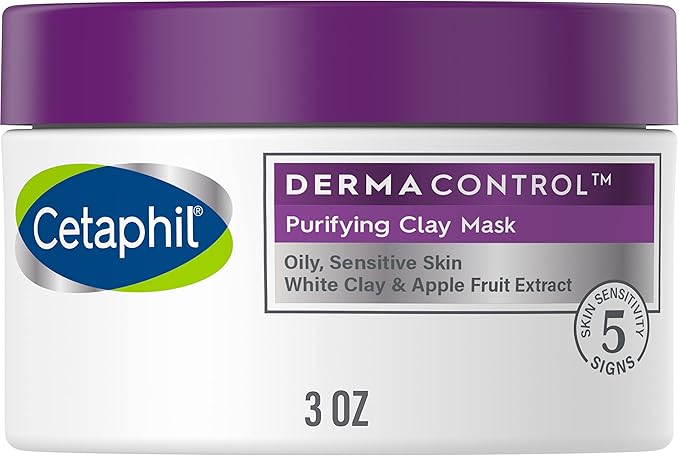 Cetaphil Pro Dermacontrol Purifying Clay Mask with Bentonite Clay for Oily, Sensitive Skin, 3 oz Jar